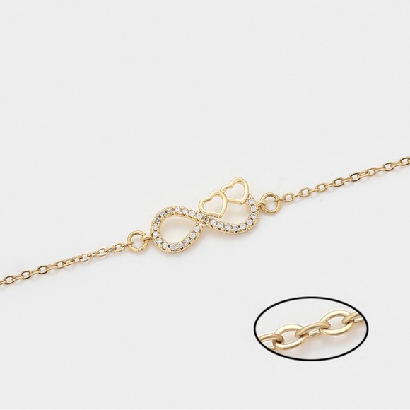 Infinity Heart Bracelet | 14K Gold Plated CZ Stone | Luxury Jewelry - Picture 6 of 12